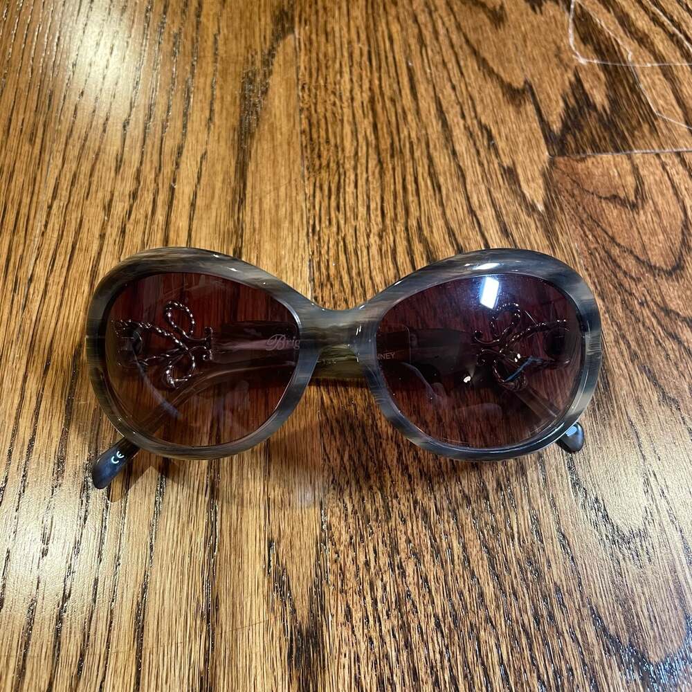 Brighton McKinney Oval Sunglasses with Silver Scroll Y2K Crystal Details